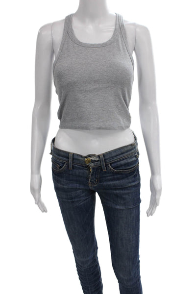 Vuori Womens Cropped Tank Top Gray Sleeveless Round Neck Polyester Size S