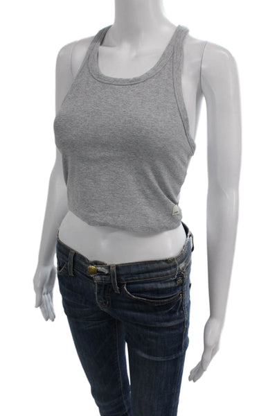 Vuori Womens Cropped Tank Top Gray Sleeveless Round Neck Polyester Size S