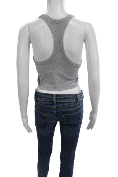 Vuori Womens Cropped Tank Top Gray Sleeveless Round Neck Polyester Size S