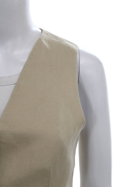ONIA Womens Sleeveless Beige Vest Linen Lyocell Button Size 2