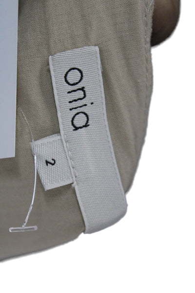 ONIA Womens Sleeveless Beige Vest Linen Lyocell Button Size 2