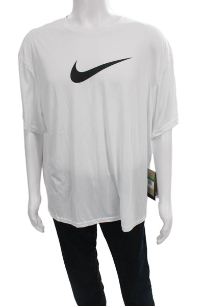 Nike Mens White Basic Athletic Polyester Crew Neck Short Sleeve T-Shirt Size XL