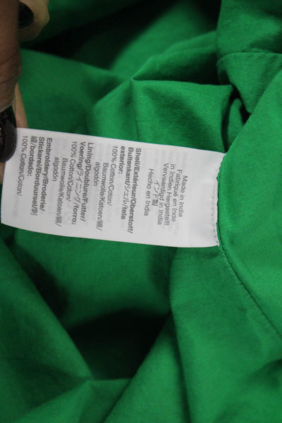 J Crew Womens Shirt Dress Green Cotton Collared Short Sleeve Button Size XS