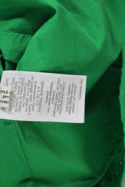 J Crew Womens Shirt Dress Green Cotton Collared Short Sleeve Button Size XS