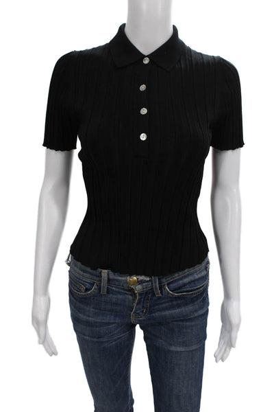 Zara Knit Womens Collared Basic Polo Short Sleeve Black Size S
