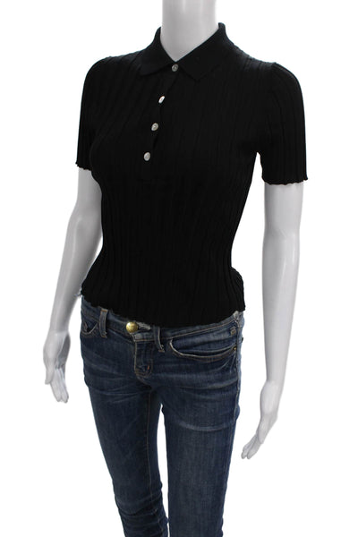 Zara Knit Womens Collared Basic Polo Short Sleeve Black Size S
