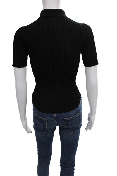 Zara Knit Womens Collared Basic Polo Short Sleeve Black Size S