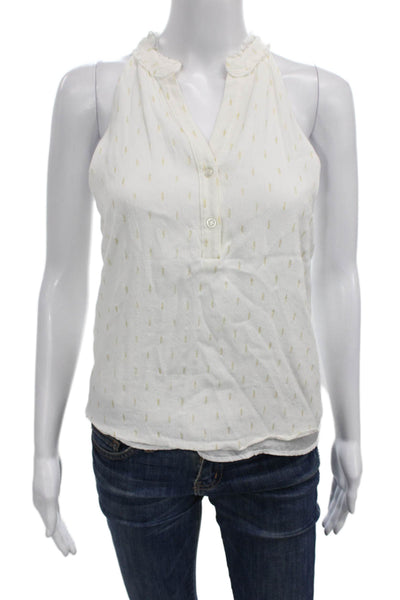 Drew Women Basic Geometric Halter Sleeveless Viscose Blouse White Size XS