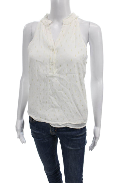 Drew Women Basic Geometric Halter Sleeveless Viscose Blouse White Size XS