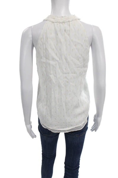 Drew Women Basic Geometric Halter Sleeveless Viscose Blouse White Size XS