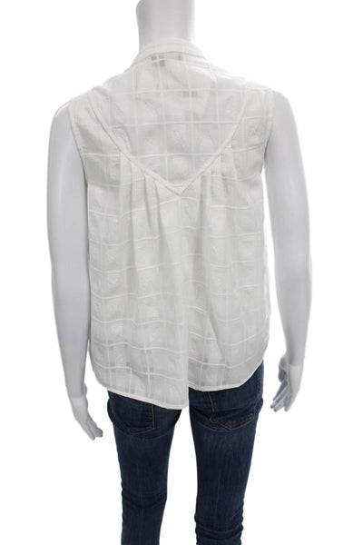Current Air Women White Plaid Collared Button Sleeveless Blouse Size XS