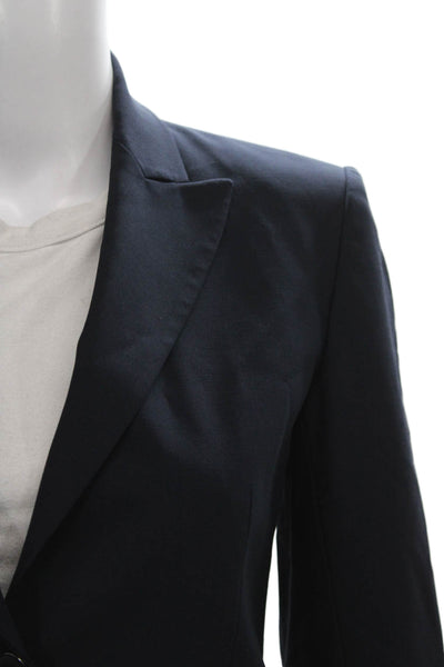Theory Womens Blue Virgin Wool Blazer Buttoned Long Sleeve Size 0