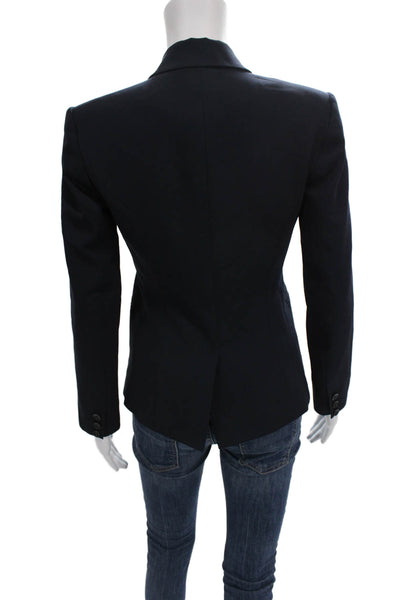 Theory Womens Blue Virgin Wool Blazer Buttoned Long Sleeve Size 0