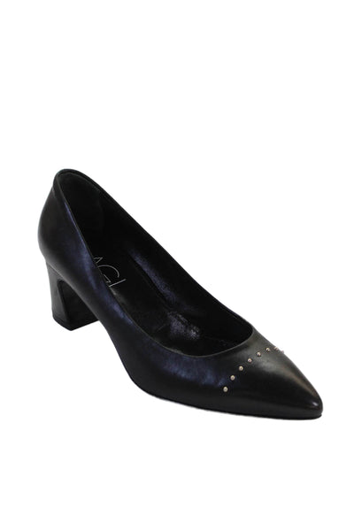 AGL Womens Leather Studded Heels Black Size 6