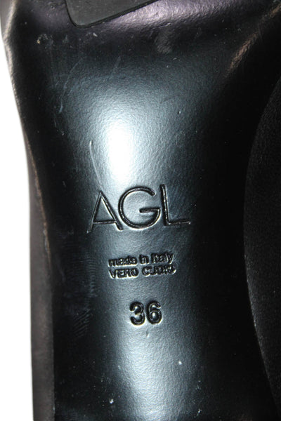 AGL Womens Leather Studded Heels Black Size 6