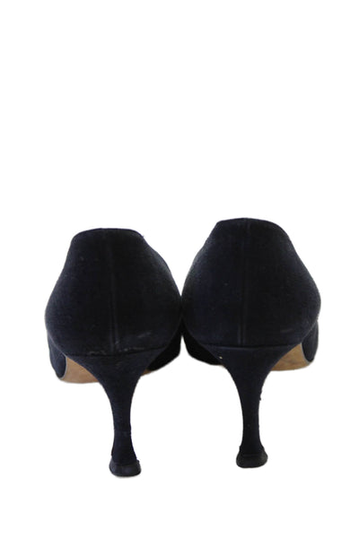 Manolo Blahnik Womens Suede Pointed Toe Heels Black Size 6