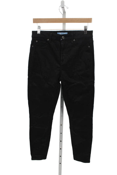 7 For All Mankind Womens Skinny Jeans Black Cotton High Rise Size 29