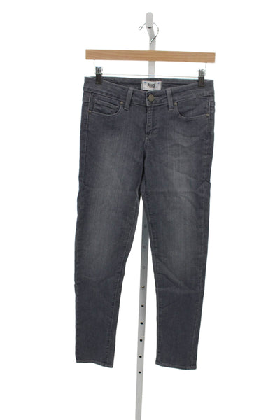 Paige Women Ankle Jeans Gray Cotton High Rise Button Size 26