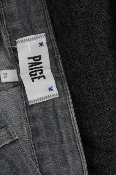 Paige Women Ankle Jeans Gray Cotton High Rise Button Size 26