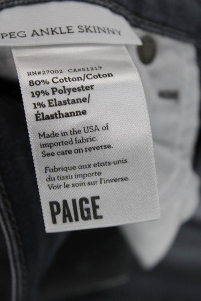 Paige Women Ankle Jeans Gray Cotton High Rise Button Size 26