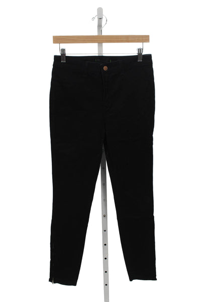 J Brand Women Ankle Black Cotton Button Pants Size 28