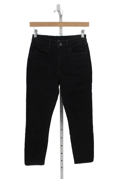 3x1 NYC Women Cropped High Rise Black Cotton Jeans Button Size 26