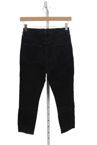 3x1 NYC Women Cropped High Rise Black Cotton Jeans Button Size 26
