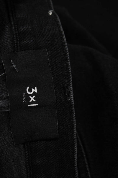 3x1 NYC Women Cropped High Rise Black Cotton Jeans Button Size 26