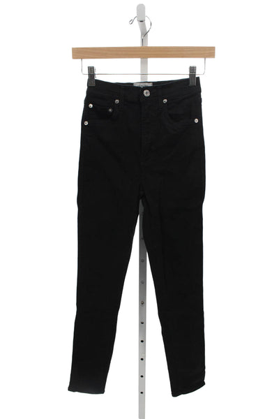 Agolde Women Skinny Jeans Black High Rise Button Size 23