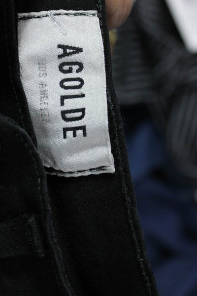 Agolde Women Skinny Jeans Black High Rise Button Size 23