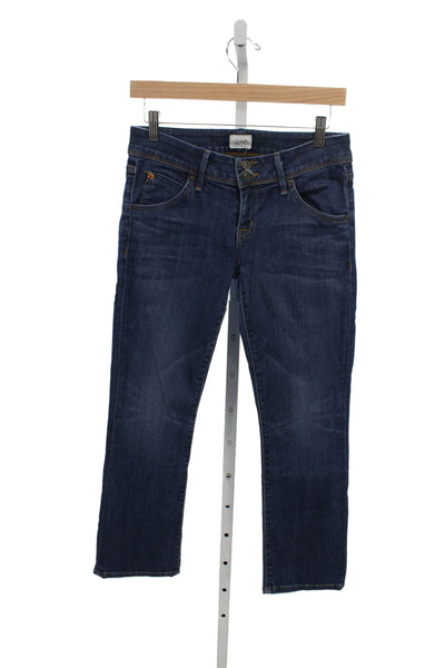 Hudson Womens Straight Jeans Blue High Rise Cotton Blend Button Size 26