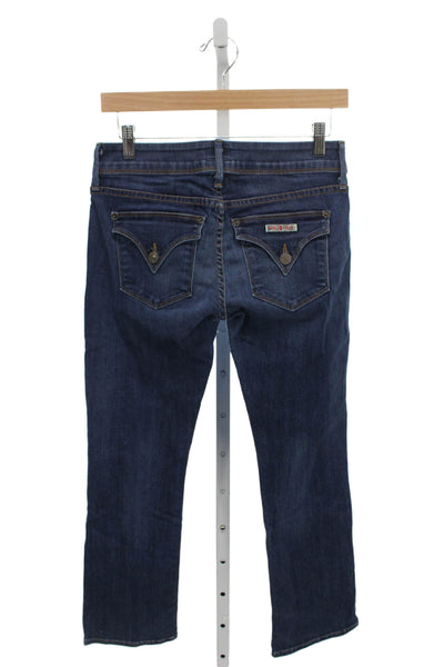 Hudson Womens Straight Jeans Blue High Rise Cotton Blend Button Size 26