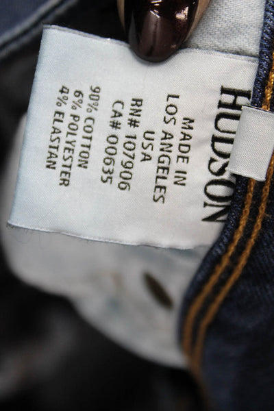 Hudson Womens Straight Jeans Blue High Rise Cotton Blend Button Size 26