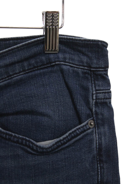 Frame Women Straight High Rise Jeans Blue Button Cotton Blend Size 32