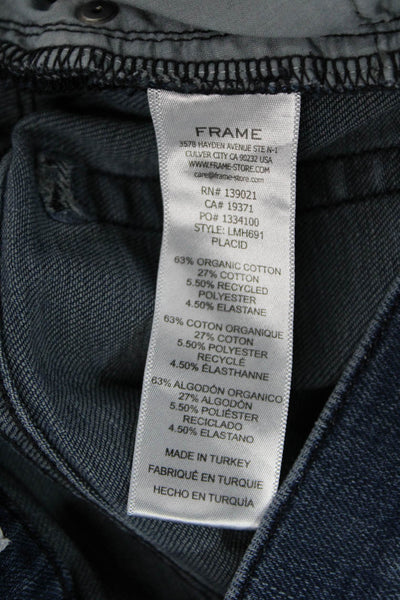 Frame Women Straight High Rise Jeans Blue Button Cotton Blend Size 32