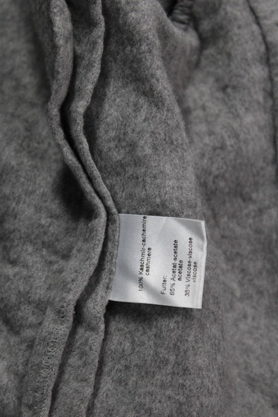 Akris Women Basic Jacket Gray Cashmere Tie Long Sleeve Size 12