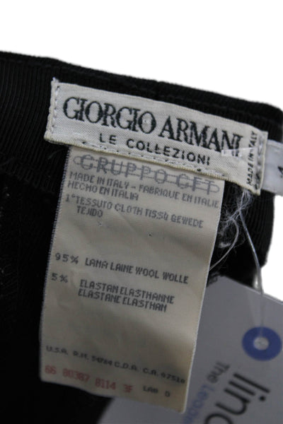 Giorgio Armani Womens Dress Pants Black Wool Button Inseam 28 Size 4