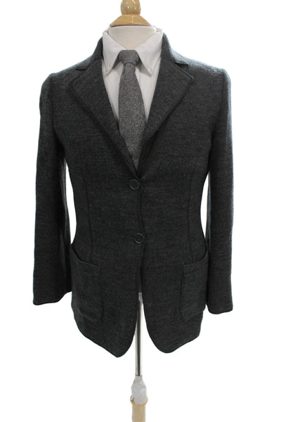 Giorgio Armani Mens Gray Herringbone Virgin Wool Blazer Buttoned Size 42