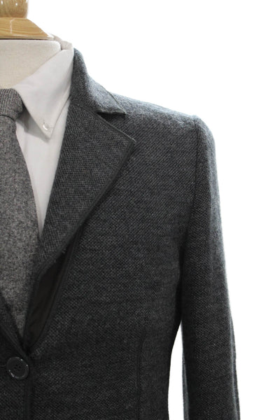 Giorgio Armani Mens Gray Herringbone Virgin Wool Blazer Buttoned Size 42