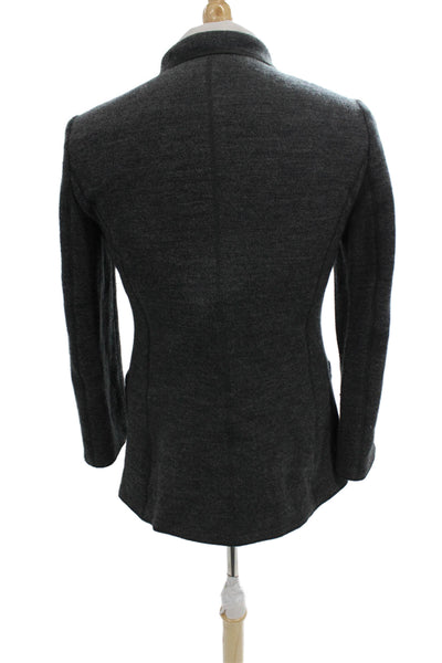 Giorgio Armani Mens Gray Herringbone Virgin Wool Blazer Buttoned Size 42