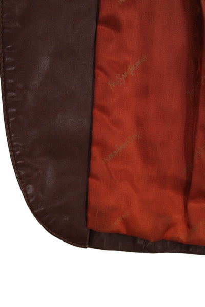 Saint Laurent Mens Brown Leather Blazer Button Long Sleeve Size 42