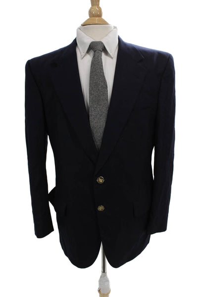 Burberry Mens 2 Piece Pure Wool Blue Blazer Long Sleeve Solid Size 38