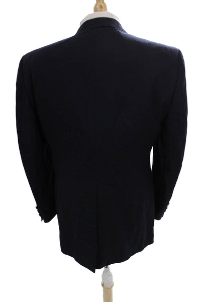 Burberry Mens 2 Piece Pure Wool Blue Blazer Long Sleeve Solid Size 38