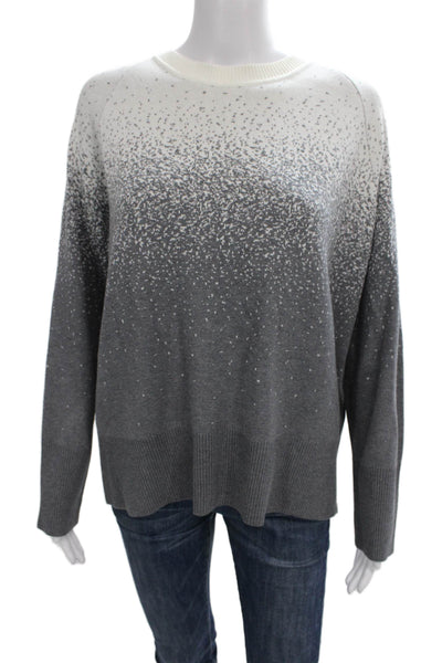 Anna Seravalli Women Pullover Sweater White Speckled Viscose Longsleeve Size M