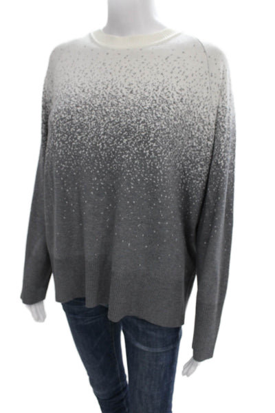 Anna Seravalli Women Pullover Sweater White Speckled Viscose Longsleeve Size M