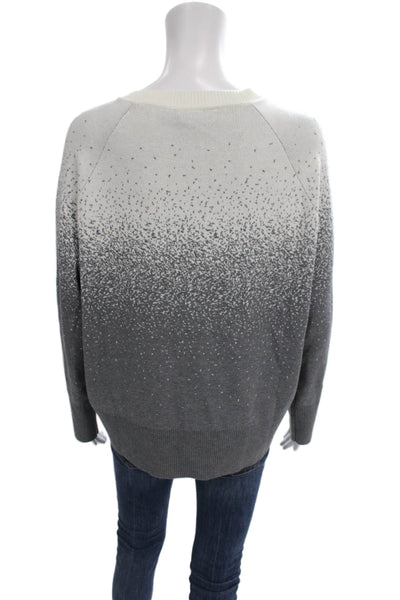 Anna Seravalli Women Pullover Sweater White Speckled Viscose Longsleeve Size M