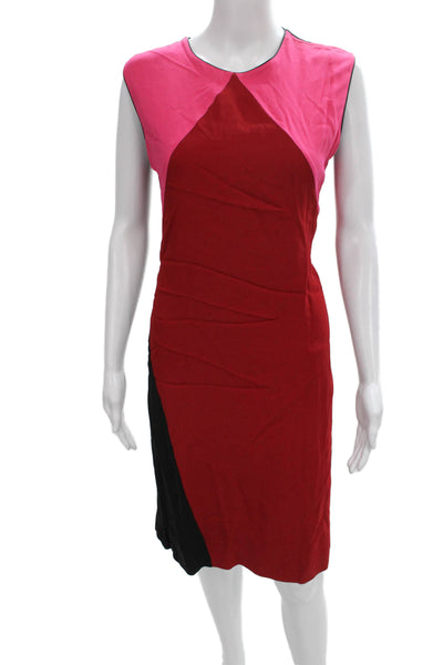 Blue Les Copains Womens Sheath Dress Pink Sleeveless Knee-Length Size 44