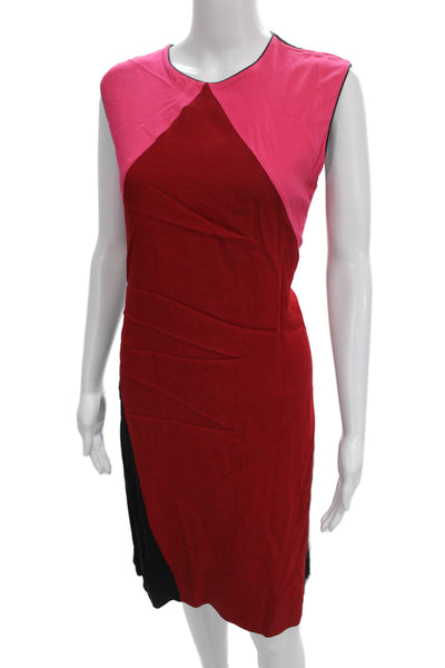 Blue Les Copains Womens Sheath Dress Pink Sleeveless Knee-Length Size 44