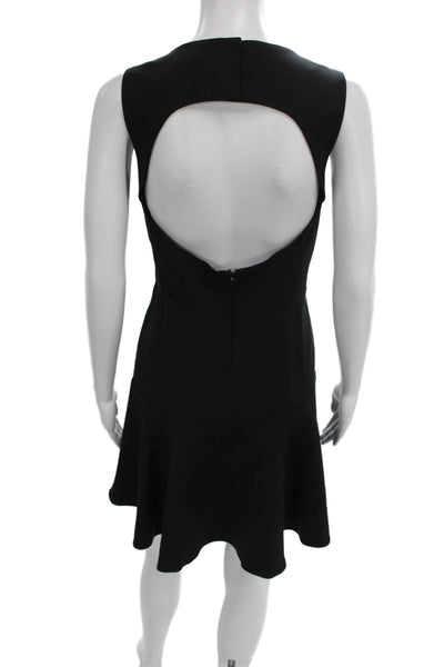 Tibi Women Mini Sleeveless Black Acetate Round Neck Zip Dress Size 8