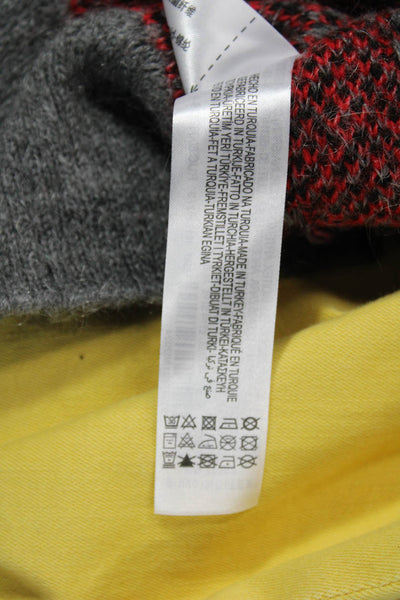 Zara Womens Pullover Sweater Red Argyle Turtleneck Long Sleeve Size S